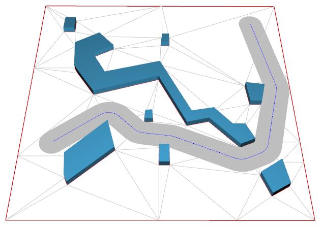 executaion with the proposed walking gait generator. Figure 7 shows a collision-free path and channel produced by our method.