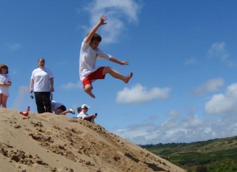 for the outdoor training at Merthyr Mawr. First was the race up to top of one of the larger sand dunes and then the long jump competition off the other end.