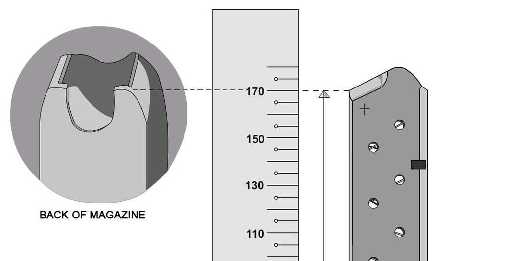 APPENDIX E1: Magazine Measurement Procedure [H] The magazine is placed vertically upright on a