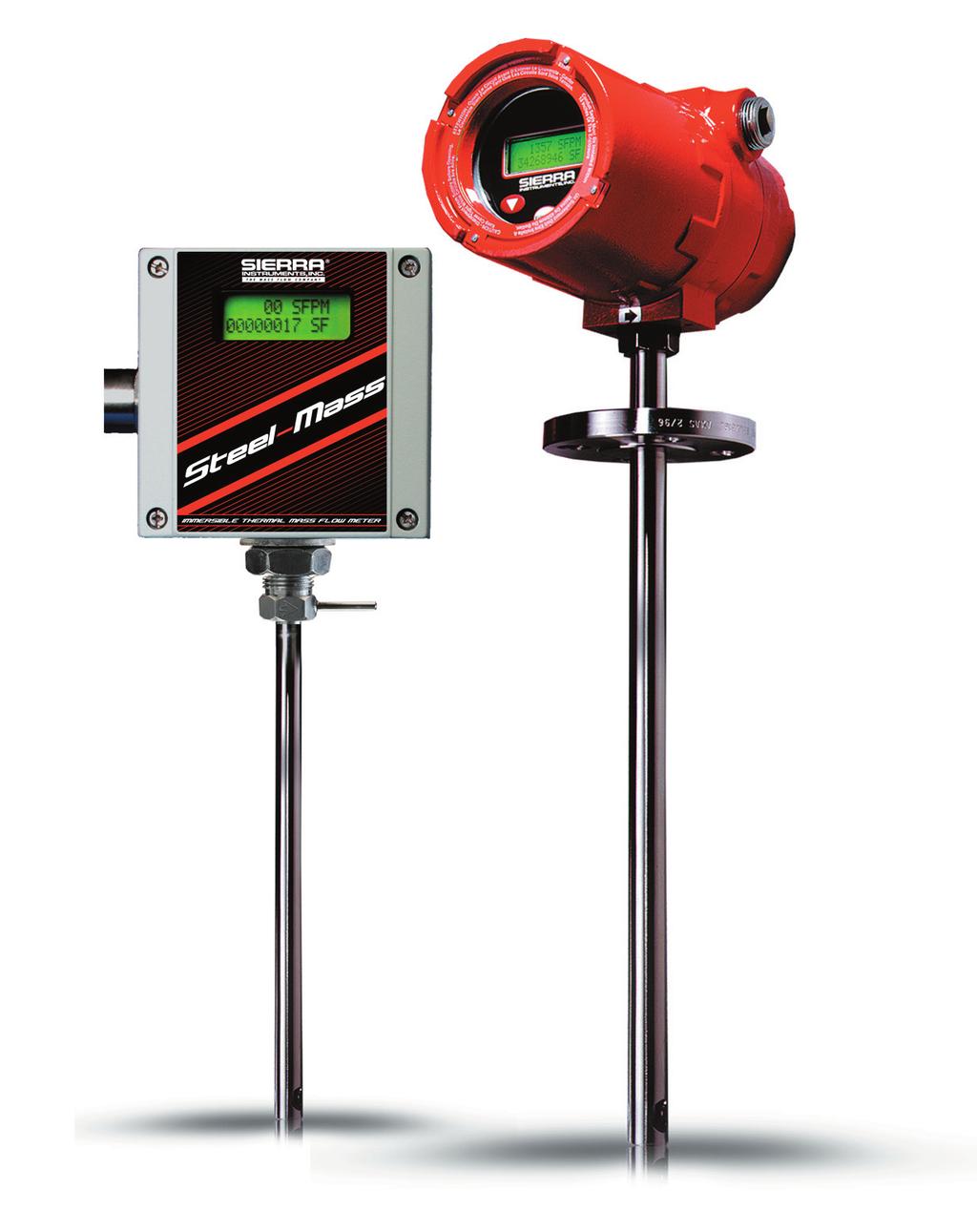 Immersible Thermal Gas Mass Flow Meter Direct mass flow monitoring eliminates need for separate temperature and pressure inputs Accuracy +/- 1% of reading plus 0.