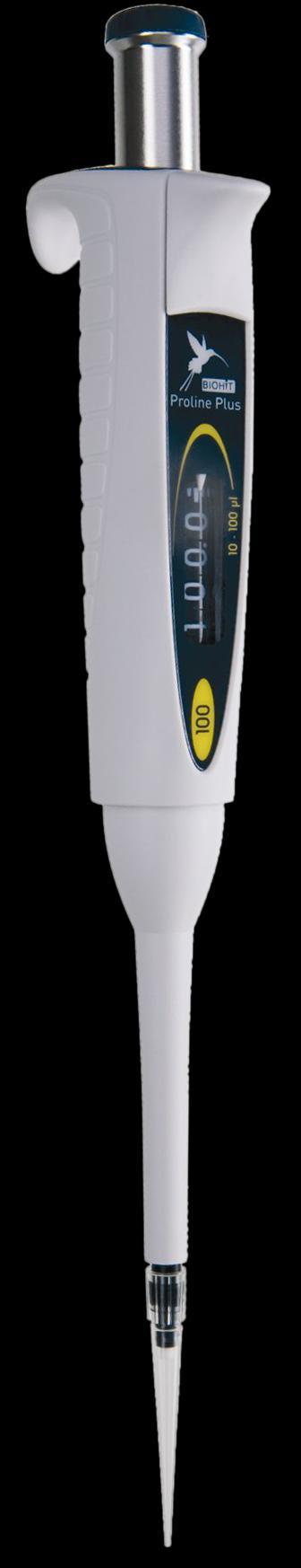 DISCOVERY PRO vs BIOHIT PROLINE PLUS Comparable ergonomics handle provides comfortable grip regardless of pipetting technigue more comfortable pushbutton and ejector button pipetting forces in the
