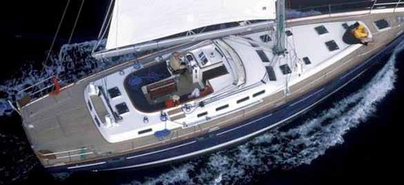 Beneteau 57 6 guests in 3 cabins with private bathroom plus crew cabin 7200-8900 euros per week, price including skipper and cook.