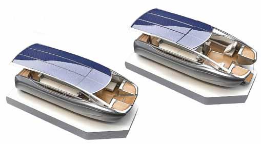 silent efficiency The (optional) quaranta tender is a 6m(20ft) solar hard top limo style tender that launches with ease straight from the main deck s hydraulic platform.