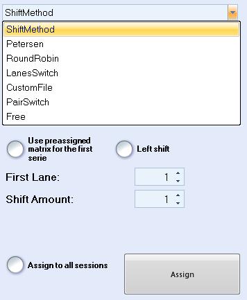 CHOOSING A SHIFT METHOD Invert the Lane movement from left to right, as right to left Click here to edit, then lock the assignment for the first serie Indicates from which lane position starts the
