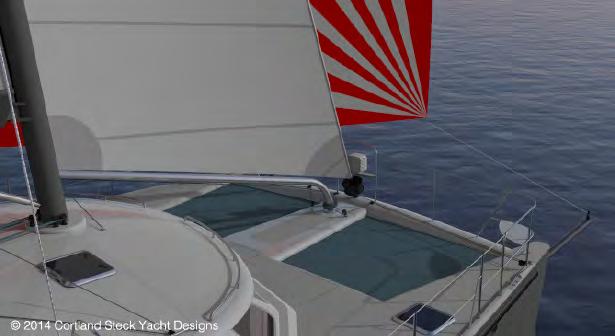 position for all weather visibility. under the aft cockpit seating and cockpit sole. Sail Handling As with the original Manta, single handed sailing capability is a standard feature.