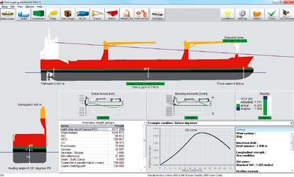 The Ballast advice option for automatic determination of optimal quantity and distribution of ballast water. Specific GUI s for loading of tanks, containers, grain and crane operations.