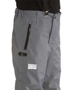 Water- and dirt repellant outside. Practical details such as knife pocket, leg pocket and dual loops for belt.