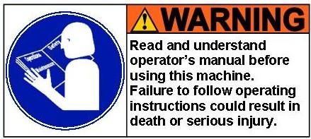 GENERAL SAFETY INSTRUCTIONS WARNING! Failure to follow all instructions listed below may result in electric shock, fire and/or serious personal injury.