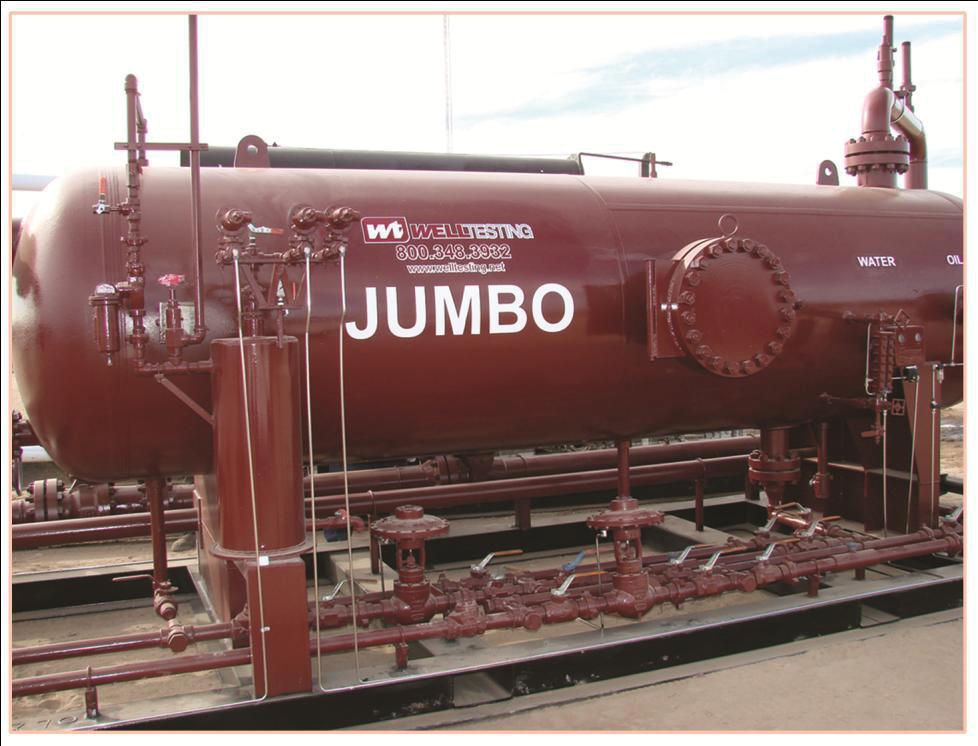 JUMBO TEST UNIT Product Description: Jumbo Test Unit The Jumbo test unit incorporates a large vessel to meet the high volume requirements of higher producing wells.