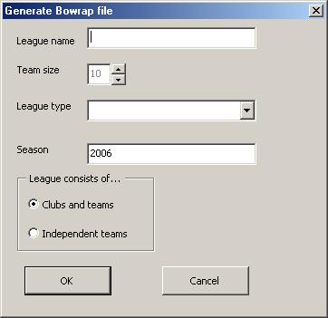 Generating league data files The Bowrap fixture processor can also be used to generate a data file for use with the Bowrap league management program.