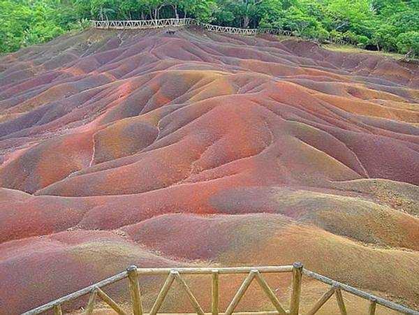 Chamarel Colored Earths No one can categorically state why these undulating, dune-like knolls vary so wildly in colour.