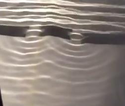 In this ripple tank, showing interference of waves, identify where constructive and destructive