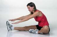 CALF STRETCH Place your hands on a wall shoulder width apart with your feet about 3 to 4 feet away from the wall.