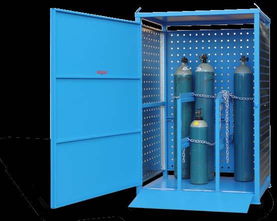 Heavy Duty Single Sided Security Relocatable Gas Cylinder Stores Standard Features: Each cylinder individually restrained Fold