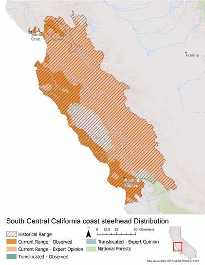 Removal of San Clemente Dam in the Carmel River in 2015 opened access to more than 40 km (25 mi.