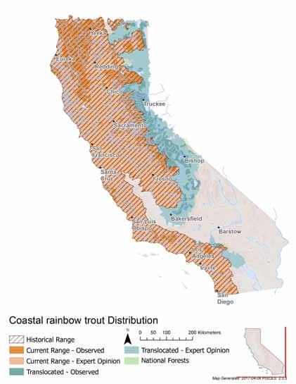 response to low streamflows and high temperatures associated with California s historic drought from 2012-2016. Area occupied 5 Abundant in California and widely distributed around the world.