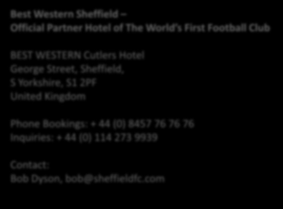 Accommodation References Best Western Sheffield Official Partner Hotel of