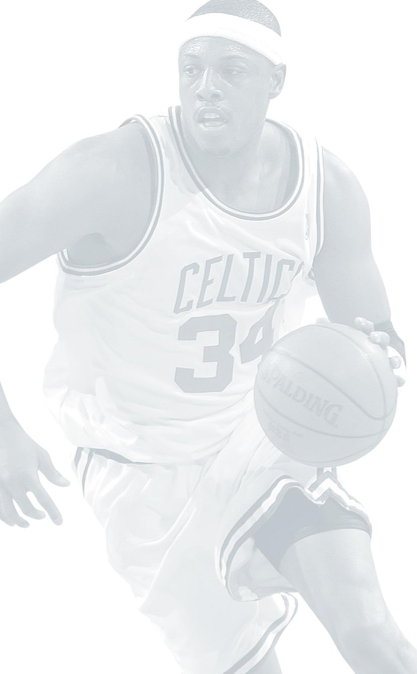 34 Paul Pierce Forward 6-6 240 10/13/77 Oakland, CA Inglewood High (Inglewood, CA) Kansas Starting 9th Boston Celtics, First Round, 10th Pick, 1998 NBA Draft 2005-06 SEASON: Averaged 26.8 points, 6.
