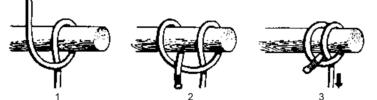 ROUND TURN AND TWO HALF HITCHES Diagram 5 Clove Hitch CFCD 105 Seamanship Rigging and Procedures Manual The round turn and two half hitches is another way to secure a sailboat to a post or ring.
