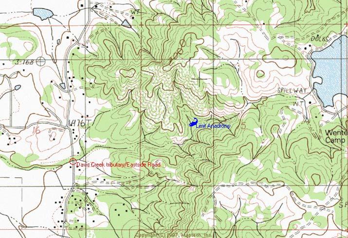 Site #9: Davis Creek tributary/eastside Road; Outlet Creek/So. Fork Eel River Ranking: #23 = Low Priority Location: County Map #3G22.