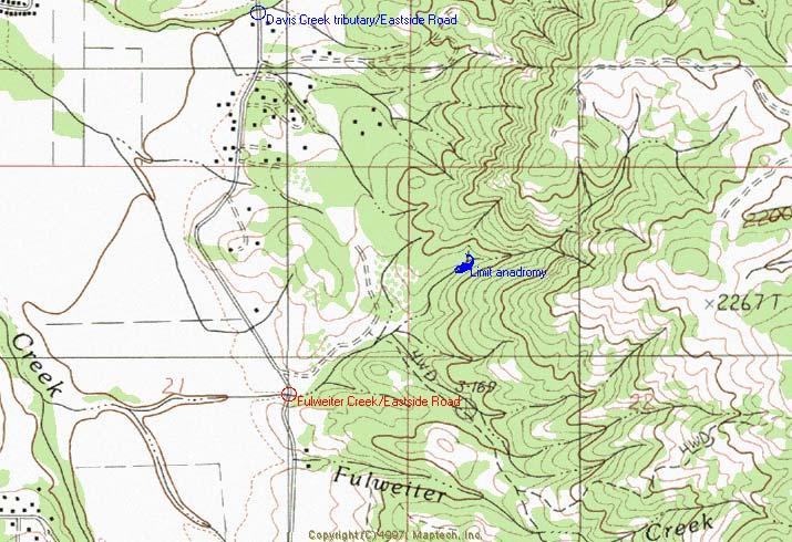Site #10: Fulweiter Creek (northern fork) /Eastside Road; Outlet Creek/South Fork Eel River Ranking: #20 = Low Priority Location: County Map #3G22.