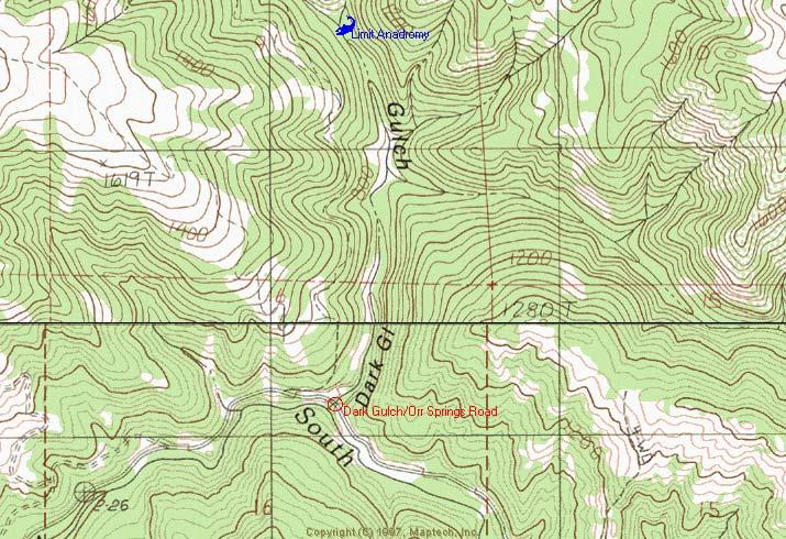 Site #16: Dark Gulch/Orr Springs Road; So.Fk. Big River; Big River Ranking: #7 = Moderate Priority Location: County Map #3G. T16N, R14W, Section 16. Culvert Type: Circular SSP.