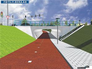 Good cycling tunnel design and cycle tunnel (image sources: Fietsberaad, P.