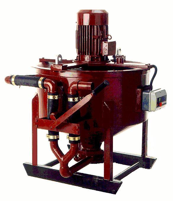 This can be discharged rapidly through the horizontally mounted impeller pump assembly housed in the base of the unit. A simple valve system enables the grout to be either recirculated or discharged.