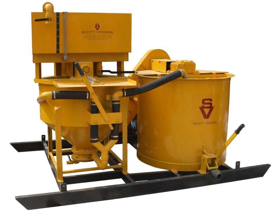 SV6065 Grout Mixer & Agitator Diesel engine at rear Electric option The SV6065D is a diesel operated grouting mixing system comprising the following units mounted on a skid chassis:- SV65 Colloidal