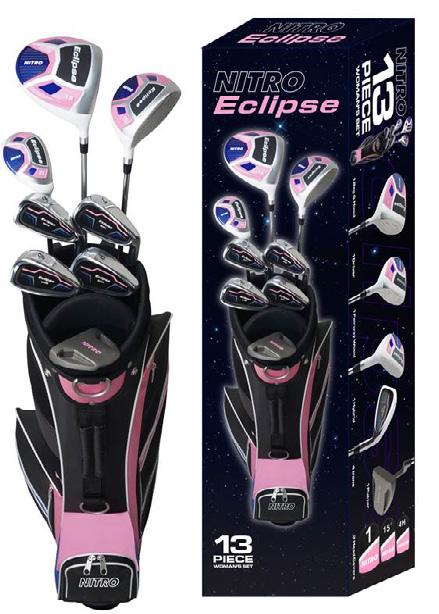 Nitro Pro cart bag 3 head covers Rain hood WOMENS ECLIPSE 13 PIECE SET Model #NGSECL13PC Eclipse 13 piece complete set Driver, Fairway wood and hybrid