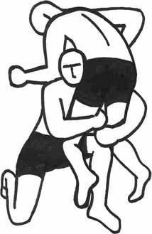 slika 37: Obojeročni zajemajoči met Obramba proti obojeročnemu zajemajočem metu: držanje nasprotnika na večji razdalji s silovitimi udarci sprawl zavzemanje usločenega položaja, kjer borec z boki