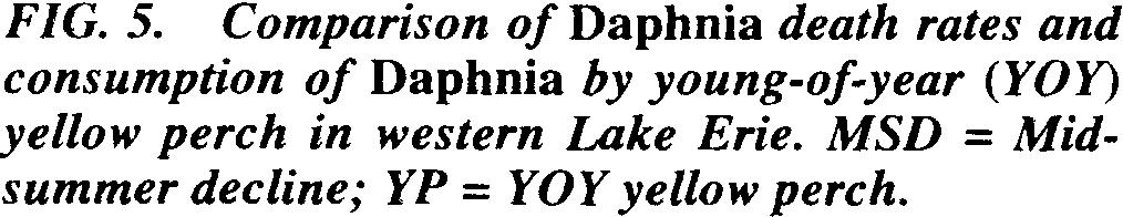 Daphnia Population Dynamics in Western Lake Erie 543 YOY yellow perch in western Lake Erie fed exclusively on copepods in early June, increasing their consumption of D. g.