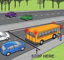 Flashing amber lights warn traffic that the bus is about to stop on the road to load or unload children. Prepare to stop.