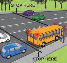 If you are on a divided highway with two roads separated by an unpaved median strip or barrier, you must stop only if you are on the same side of the road as the bus.