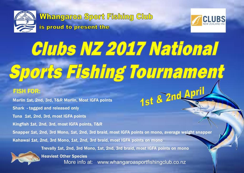 Whangaroa Sport Fishing Club Page 3 We have entries from the South