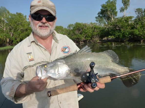 'The Silver Fox' Roger Sinclair with a Corroboree Barra that beat the toga to his lure.