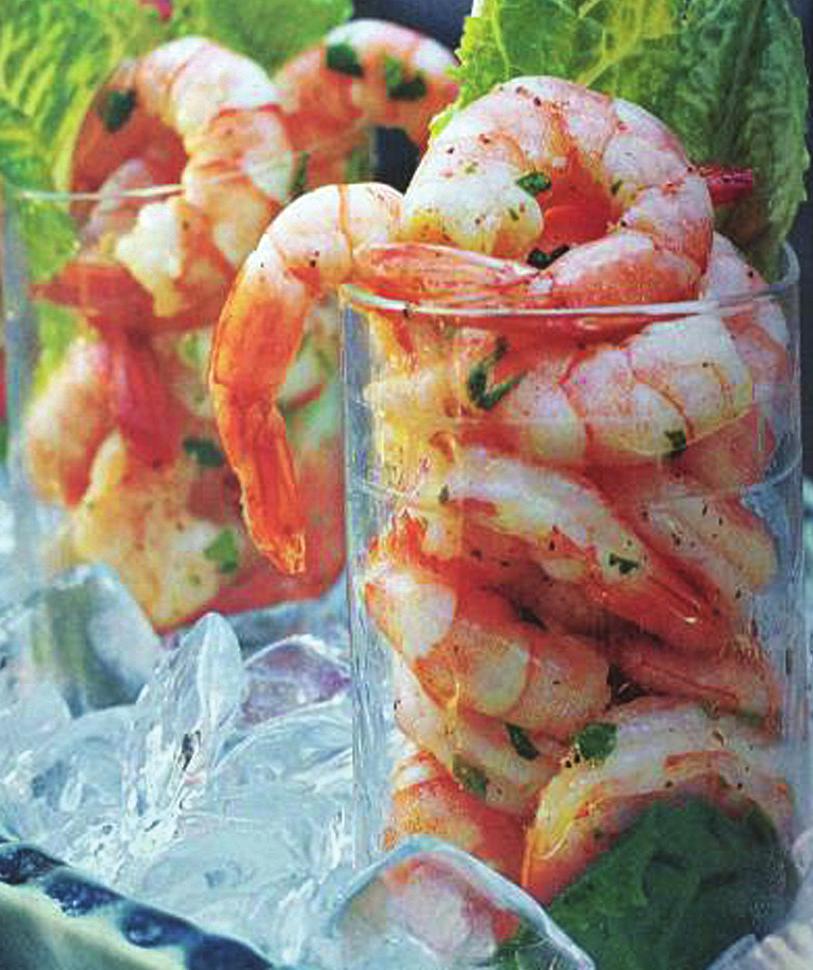 sauce 1½ lb. peeled, large cooked Louisiana shrimp Romaine lettuce heart leaves Method: Whisk together first 7 ingredients in a large bowl.