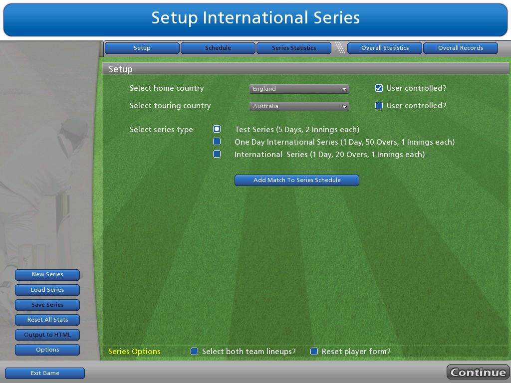 International Series Mode Setting up an International Series The International Series Mode lets you create a series between two countries.