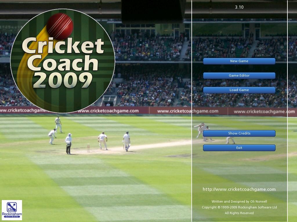 Getting Started with Cricket Coach 2009 After the game has loaded you will be presented with the game setup screen.