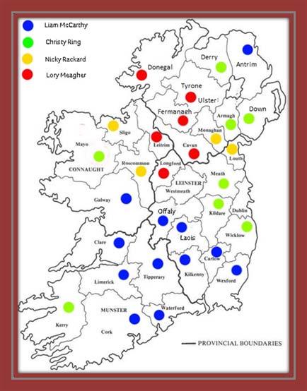 Hurling Map of Ireland Tier 1 Counties (Participate in the Liam McCarthy All Ireland Hurling Championship) Tier 2 Counties (Participate in the