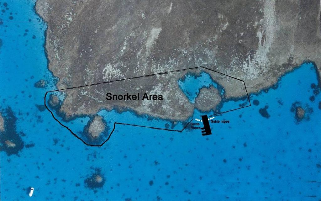 Figure 3: Snorkel area Aerial image showing proposed locations for snorkelling in relation to the pontoon Fish feeding 1770 GBR Cruises would conduct fish feeding from the pontoon on arrival in the