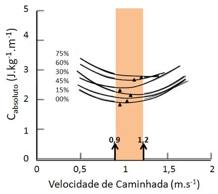 Load effects on C and V optimum The classical determinant of V optimum in level walking is the Recovery, yielding max value 60% at 4.5 km.