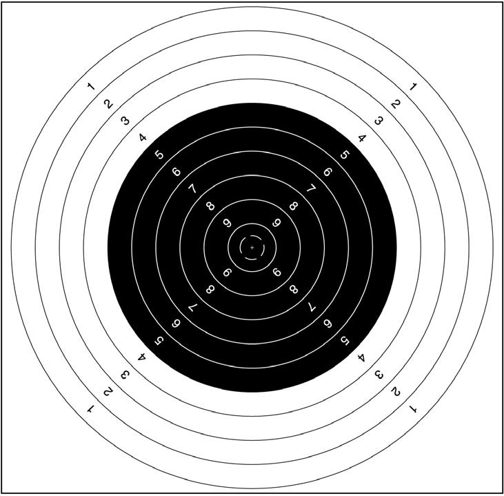 fs 3 4 8 4 6 8 6 1 112.4mm 14.4mm 6.3.2 Paper Competition Targets 6.3.2.1 300 Meter Rifle Target 10 Ring 100 mm (±0. mm ) Ring 600 mm (±3.0 mm ) 9 Ring 200 mm (±1.0 mm ) 4 Ring 00 mm (±3.