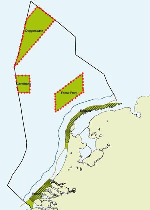 NL marine Natura 2000 sites: EEZ FIMPAS project Agreement on fisheries measures for Frisian front (ban on gillnet fishing) Opinions differ for Cleaver Bank Also