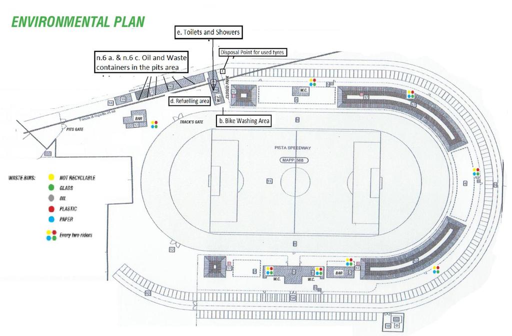 Environmental Management Map: To support the Environmental Management Plan, organisers are required to provide a map of the venue showing clearly the location of the following facilities: a.