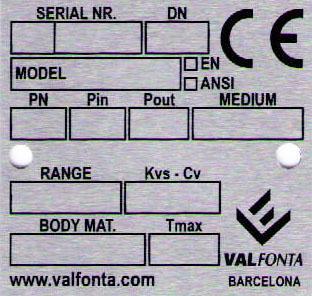 1. IDENTIFICATION PLATE LEGEND a) CE marked is required in accordance with PED 2014/68/UE a) CE marked is NOT required in