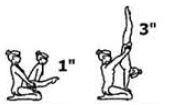 Base kneels on both knees and supports top, who is in straddle support on base s knees. Hold straddle 1". Top presses to handstand on knees. Base supports top in both press and handstand.