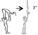 2D 2:2 Tuck (camel) through to reverse arch on base s shoulders or jump through straddle to reverse handstand (feet together) on shoulders of base. Base supports shoulders the whole time ().