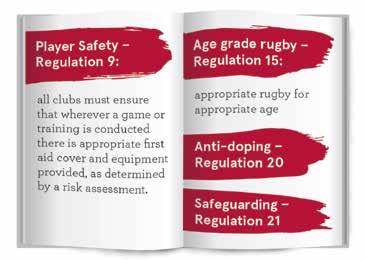 Regulations The RFU has a responsibility as the sport s NGB to set regulations so all participants know what is required of them and their club, school, college or university.