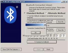 Standard ethod only: Enter the WalkLink MAC Address: Make sure standard ethod option is detected.